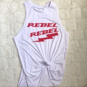 David Bowie Rebel Rebel Tie-front Muscle Tank